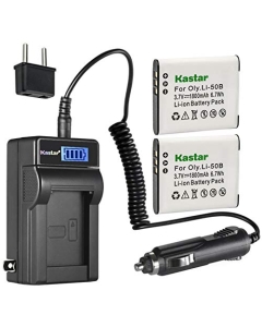 Kastar 2-Pack Li-50B Battery and LCD AC Charger Compatible with Olympus Tough TG-850, Tough TG-870, VG-170 VG-190, VH-410, VH-5, VH-510, VH-515, VH-520, VR-340, VR-350, VR-360, VR-370, XZ-1, XZ-10