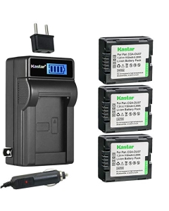 Kastar 3-Pack CGA-DU07 Battery and LCD AC Charger Compatible with Panasonic CGA-DU06, CGR-DU06, CGA-DU07, CGR-DU07, CGA-DU12, CGR-DU12, CGA-DU14, CGR-DU14, CGA-DU21, CGR-DU21, VW-VBD210, VDR-D210