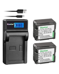 Kastar Battery (X2) & Slim LCD Charger Replacement for Panasonic VW-VBG070, VW-VBG130, VWVBG260, SDR-H40, SDR-H80 Series, HDC-HS700, TM700, HS300, TM300, HS250, SD20, HS20, HDC-SDT750 Camcorders etc.