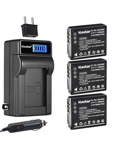 Kastar 3-Pack CGA-S007 Battery and LCD AC Charger Compatible with Panasonic CGA-S007 CGA-S007A CGA-S007A/1B CGA-S007E, CGR-S007, DMW-BCD10 Battery, Panasonic DE-A26, DE-A45, DE-A45BC, DE-A46 Charger