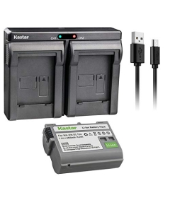 Kastar 1 Pack Battery and Slim Dual USB Charger Compatible with Nikon EN-EL15 EN-EL15a Battery, Nikon MH-25 Charger, Nikon Nikon MB-D18 Nikon MB-D16 Nikon MB-D15 Nikon MB-D14 Nikon MB-D12 Nikon MB-D11