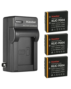 Kastar 3-Pack Battery and AC Wall Charger Replacement for Kodak KLIC-7004 K7004 Battery, Kodak K7700 Charger, Kodak PLAYSPORT, PLAYTOUCH, PlayFull Dual, Zi8, Zi10, Zi12, Zx3 Cameras