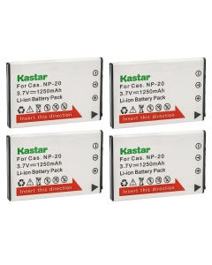 Kastar 4-Pack Battery CNP-20 Replacement for Casio NP-20 NP20 CNP-20 CNP20 Battery, Casio BC-11L BC-31L Charger