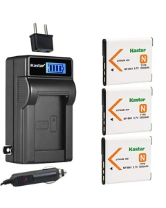 Kastar 3-Pack NP-BN1 Battery and LCD AC Charger Compatible with Sony Type N Battery, BC-CSN BC-CSNB Charger, Sony Cyber-shot DSC-WX100, Cyber-shot DSC-WX150, Cyber-shot DSC-WX200, Cyber-shot DSC-WX220