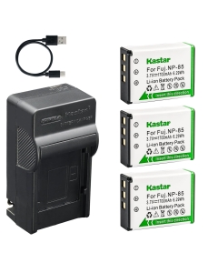 Kastar 3-Pack Battery and AC & USB-C Charger, Compatible with NP-85 NP-170 PA3985 Fujifilm FinePix SL240 SL260 SL300 SL1000 S1 Toshiba Camileo X200 X400 X416 Sony HDR-500E HDR-550E HDR-600X Cameras