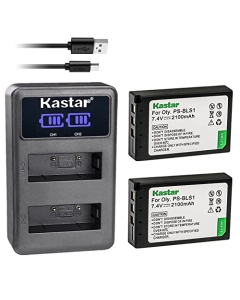 Kastar 2-Pack Battery and LED2 USB Charger Compatible with Olympus BLS-1 PS-BLS1 Battery, BCS-1 PS-BCS1 Charger, E-400 E-410 E-420 E-450 E-600 E-620 E-P1 E-P2 E-P3 E-PL1 E-PL1s E-PL3 E-PM1 Camera