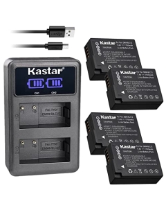 Kastar 4-Pack DMW-BLC12 Battery and LED2 USB Charger Compatible with Panasonic DMW-BLC12 DMW-BLC12E DMW-BLC12GK DMW-BLC12PP Battery, Panasonic DE-A79 DE-A79B Charger,