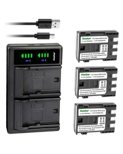 Kastar 3-Pack Battery and LTD2 USB Charger Replacement for Canon iVIS DC310, iVIS DC320, iVIS DC330, iVIS DC410, iVIS DC420, iVIS HG10, iVIS HV20, iVIS HV30, IXY DV3, IXY DVM3, IXY DV5, IXY DV5-BL