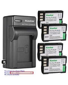 Kastar 4-Pack BLM-1 Battery and AC Wall Charger Replacement for Olympus BLM-1 BLM-1S, BLM-01 BLM01, PS-BLM1, BCM-2, E-3 E3, E-30 E30, E-520 E520, EVOLT E-300 E300, EVOLT E-330 E330, EVOLT E-500 E500