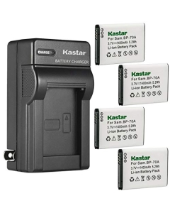 Kastar 4-Pack BP-70A Battery and AC Wall Charger Replacement for Samsung BP-70A BP70A Battery, Samsung ST95, ST96, ST6500, TL105, TL110, TL125, TL205, WB30F, WB31F, WB32F, WB35F Camera