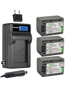 Kastar 3-Pack NP-FP70 / NP-FP71 Battery and LCD AC Charger Compatible with Sony HDR-HC3, HDR-HC3E, DCR-DVD103, DCR-DVD105, DCR-DVD202, DCR-DVD203, DCR-DVD205, DCR-DVD304, DCR-DVD305, DCR-DVD403
