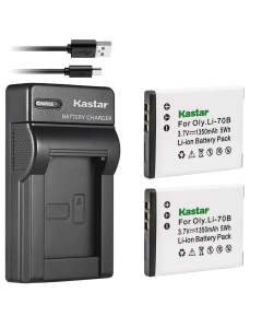 Kastar Battery X2 + Slim USB Charger Replacement for Olympus Li-70B, D-700, D-705, D-710, D-715, D-745, FE-4020, FE-4040, FE-5040, VG-110, VG-120, VG-130, VG-140, VG-145, VG-150, VG-160, X-940, X-990