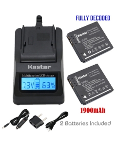 Kastar Fast Charger + Battery 2X for Panasonic DMW-BCF10 A59 & Lumix DMC-FS12 FS15 FS25 FS4 FS42 FS6 FS7 FX40 FX48 FX500 FX550 FX580 F2 F3 FH1 FH20 FH22 FH3 FT3 FT4 FX68 FX700 FX75 TS1 TS2 TS3 TS4
