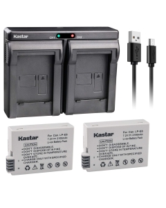 Kastar LPE8 2X Battery + USB Dual Charger for LP-E8, LPE8 and Rebel T5, T2i, T3i, T4I, T5i, 700D, 650D, Kiss X5, Kiss X4, Kiss X6i, Kiss X7i EOS 550D 600D Digital SLR Cameras