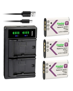 Kastar 3-Pack Battery and LTD2 USB Charger Replacement for Sony NP-BY1 NPBY1 Battery, Sony Mini HDR-AZ1 Mini HDR-AZ1vb Mini HDR-AZ1vr Video Cameras