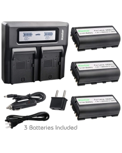 Kastar 3 Pack Battery and LCD Dual Fast Charger for Leica GEB211 GKL311 Leica ATX900 ATX1200 ATX1230 CS10 CS15 GS20 GNSS Receiver GPS900 GPS1200 TS02 TS06 TS09 TS11 TS12 TS16 TC1200 TS1200 TPS1200