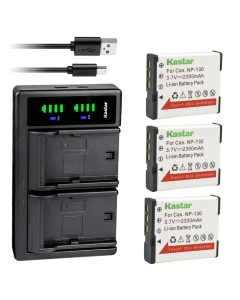 Kastar 3-Pack Battery and LTD2 USB Charger Compatible with Casio Exilim EX-ZR3500, Exilim EX-ZR3700, Exilim EX-ZR4000, Exilim EX-ZR5000, Exilim EX-ZR5100, TRYX Black, TRYX White Cameras