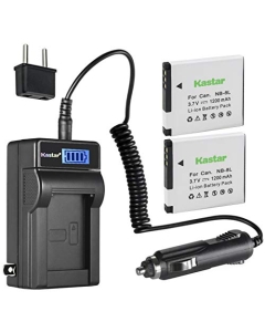 Kastar 2-Pack NB-8L Battery and LCD AC Charger Compatible with Canon NB-8L NB8L, NB-8LH NB8LH Battery, Canon CB-2LA, CB-2LAE Charger, Canon PowerShot A2200 A3000 A3100 A3150 A3200 A3300 Digital Camera