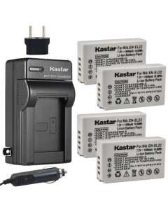 Kastar Battery (4-Pack) and Charger Kit for Nik EN-EL22, MH-29 Work with Nik 1 J4, Nik 1 S2 Cameras