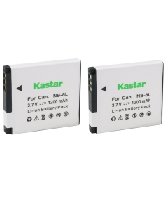 Kastar 2-Pack NB-8L / NB-8LH Battery 3.7V 1200mAh Replacement for Canon NB-8L NB8L, NB-8LH NB8LH Battery, Canon CB-2LA, CB-2LAE Charger