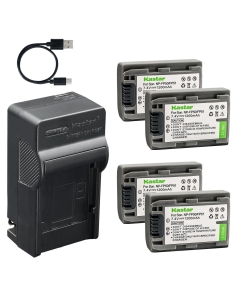 Kastar 4-Pack Battery and AC & USB-C Charger, Compatible with Sony NP-FP30 FP50 FP51 FP60 FP70 FP71 FP90 FP91, for DCR-DVD HC SR Series and HDR-HC3 Camcorders