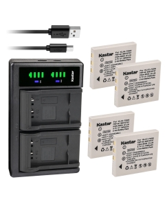 Kastar 4-Pack Battery and LTD2 USB Charger Replacement for Fujifilm FinePix F470 Zoom, FinePix F480, FinePix F480 Zoom, FinePix F610, FinePix F610 Zoom, FinePix F650, FinePix F650 Zoom, FinePix Z5fd