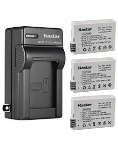 Kastar 3-Pack Battery and AC Wall Charger Replacement for Canon LP-E8 LPE8 Battery, Canon LC-E8E Charger, Canon BG-E8 Grip, Canon EOS Rebel T2i, EOS Rebel T3i, EOS Rebel T4i, EOS Rebel T5i Camera