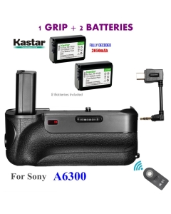 Kastar Infrared Remote Control Professional Vertical Battery Grip (Built-in 2.4G Wireless Contro) + 2 x NP-FW50 Replacement Batteries for Sony ILCE-A6300 / A6300 Digital SLR Camera