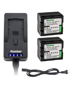 Kastar LED Super Fast Charger & Camcorder Battery X2 for Panasonic VW-VBN130 and Panasonic HC-X800, HC-X900, HC-X900M, HC-X910, HC-X920, HC-X920M, HDC-HS900, HDC-SD800, HDC-SD900, HDC-TM900 Cameras