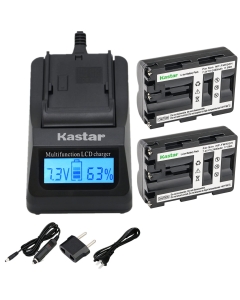 Kastar Fast Charger and Battery (2-Pack) for Sony NP-FM500H and DSLR-A100, A200, A300, A350, A450, A500, A550, A560, A580, A700, A850, A900, Alpha SLT A57, A58, A65, A77, A77M2, A99, A99V, CLM-V55