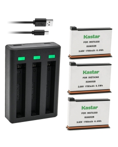 Kastar 3-Pack Battery and Triple USB Charger Compatible with Insta 360 ONE X2 Rechargeable Lithium Polymer Battery, Insta360 ONE X2 Action Camera (Non-Waterproof)