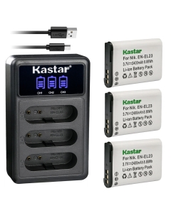 Kastar 3 Pack EN-EL23 Battery and LCD Triple USB Charger Compatible with Nikon Coolpix B700, Coolpix P600, Coolpix P610, Coolpix P610s, Coolpix P900, Coolpix P900s, Coolpix S810c Camera