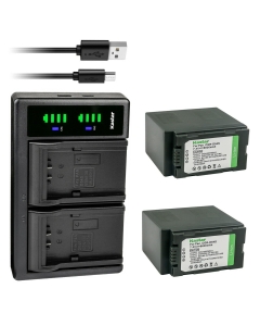 Kastar 2-Pack CGA-D54 Battery and LTD2 USB Charger Replacement for Panasonic CGR-D54SE/1B, CGR-D54SE/1H, CGR-D54Pro, CGP-D54, CGP-D54S, VW-VBD29 VW-VBD55, CGA-D54, CGA-D54S, CGA-D54SE, CGA-D54SE/1B