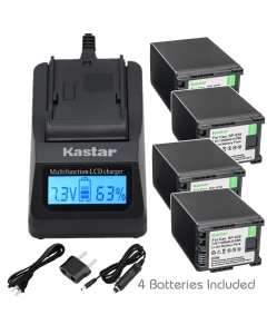 Kastar Ultra Fast Charger Kit + BP-828 Battery (4-Pack) for Canon BP-828 and Canon VIXIA HF G30, XA20, XA25 Camcorders [Over 3X Faster Than a Normal Charger with Portable USB Charge Function]
