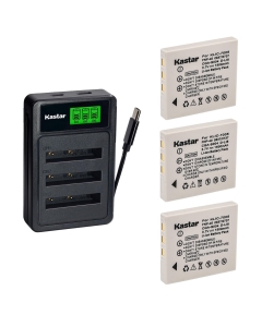 Kastar 3-Pack Battery with LZD3 USB Triple Charger Compatible with Pentax D-Li8 Fujifilm NP-40 Panasonic CGA-S004 Samsung SLB-0737, Optio A10 S5i W10, FinePix F402 F455 F610 F700 Z1 Cameras