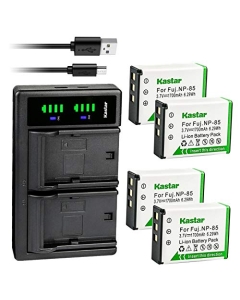 Kastar 4-Pack Battery and LTD2 USB Charger Replacement for Tevion DV-23HD DV-E80 Rich A180 A200 A230 R291F DIGIPO HDV-S590 HDV-S690 AIGO AHD-Z50 OUCCA HDV-A37 Cameras