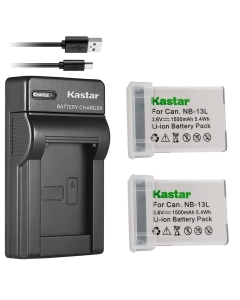 Kastar Battery (X2) & Slim USB Charger for Canon NB-13L NB13L CB-2LH and Canon PowerShot G5 X, G7 X, G7 X Mark II, G9 X, G9 X Mark II, PowerShot SX620 HS, SX720 HS, SX730 HS, G1 X Mark III Camera