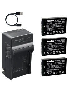Kastar 3-Pack Battery and AC & USB-C Charger, Compatible with KLIC-5001 K5001 1054062 1064062 DB-L50 for DX6490 DX7440 DX7590 P850 P880 Z730 Z760 VPC-HD1000 HD1010 HD2000 Intuos4