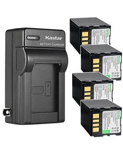 Kastar 4-Pack Battery and AC Wall Charger Replacement for JVC GR-DF425EK GR-DF428 GR-DF428AC GR-DF428AH GR-DF430 GR-DF430AA GR-DF430AC GR-DF430AG GR-DF430AH GR-DF430AS GR-DF430EK GR-DF430U GR-DF430US