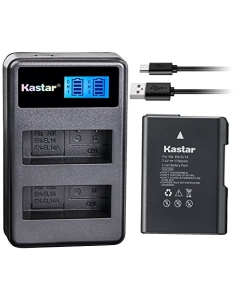 Kastar Battery 1 Pack and LCD Dual Charger for Nikon EN-EL14 EN-EL14a MH-24, Nikon Coolpix P7000 Coolpix P7100 Coolpix P7700 Coolpix P7800 Nikon D3100 D3200 D3300 D3400 D5100 D5300 D5500 D5600 Df DSLR