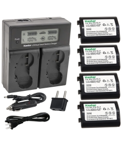 Kastar LCD Dual Smart Fast Charger & Battery (4 Pack) for Nik EN-EL4, EN-EL4A, ENEL4, ENEL4A and Nik D2Z, D2H, D2Hs, D2X, D2Xs, D3, D3S, D3X, F6 Camera, Nik MB-D10, D300, D300S, D700, MB-40 Grip