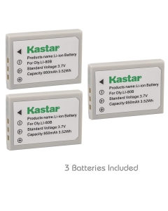 Kastar Battery (3-Pack) for Olympus Li-80B and Konica Minolta NP-900 Work with Olympus T-100,t-110,x-36 and Konica Minolta DiMAGE E40, E50, KYOCERA EZ4033 etc. Cameras