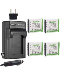 Kastar Battery 4-Pack and Charger for Kodak KLIC-7004 and Kodak EasyShare M1033 EasyShare M1093 is EasyShare M2008 EasyShare V1073 V1233 V1253 V1273 PLAYSPORT PLAYTOUCH PlayFull Dual Zi12 Zi8 Zx3