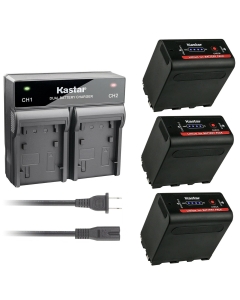 Kastar 3 Pack Battery and Dual Rapid Charger for Sony NP-F980 Pro NP-F960 CCD-TRV58 CCD-TRV59 CCD-TRV615 CCD-TRV62 CCD-TRV65 CCD-TRV66 CCD-TRV67 CCD-TRV68 CCD-TRV71 CCD-TRV715 CCD-TRV716 CCD-TRV72