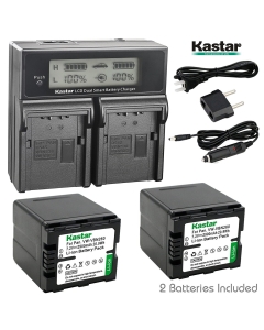 Kastar LCD Dual Fast Charger & 2X Battery for Panasonic VW-VBN260 VW-VBN130 and Panasonic HC-X800 HC-X900 HC-X909 HC-X900M HC-X910 HC-X920 HDC-HS900 HDC-SD800 HDC-SD900 HDC-SD909 HDC-TM900 HDC-TM900P