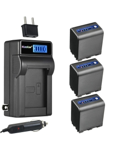 Kastar 3-Pack NP-QM91D Battery and LCD AC Charger Compatible with Sony CCD-PC101, CCD-PC103, CCD-PC104, CCD-PC105, CCD-PC110, CCD-PC115, CCD-PC120, CCD-PC330, CCD-TRV6, CCD-TRV8, CCD-TRV10