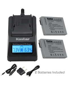 Kastar Fast Charger and BP-208 Battery (2X) for Canon DC10 DC19 DC20 DC21 DC22 DC40 DC50 DC51 DC95 DC100 DC200/201/210/211 DC220/230 Elura 100 FVM300 IXY DVS1 MVX1Si/430/450/460 Optura S1 VIXIA HR10