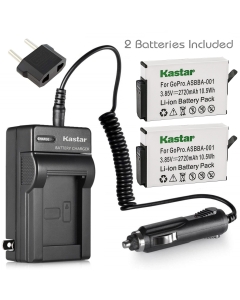 Kastar Battery 2-Pack and AC Travel Charger for GoPro ASBBA-001 Battery and Gopro Fusion 360-Degree Action Camera