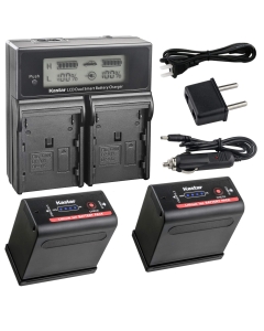 Kastar LCD Dual Fast Charger + 2x Battery for Canon BP-970G BP-975 & EOS C100 EOS C100 Mark II EOS C300 C300 PL EOS C500 C500 PL GL2 XF100 XF105 XF200 XF205 XF300 XF305 XH A1S XH G1S XL H1A XL H1S XL2