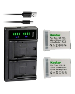 Kastar 2-Pack NB-13L Battery and LTD2 USB Charger Replacement for Canon PowerShot G7 X Mark III, PowerShot G9 X, PowerShot G9 X Mark II, PowerShot SX620 HS, PowerShot SX720 HS, PowerShot SX730 HS